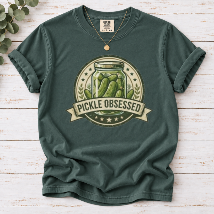 Pickle Obsessed T-Shirt — Vintage Jar Graphic Tee for Pickle Lovers