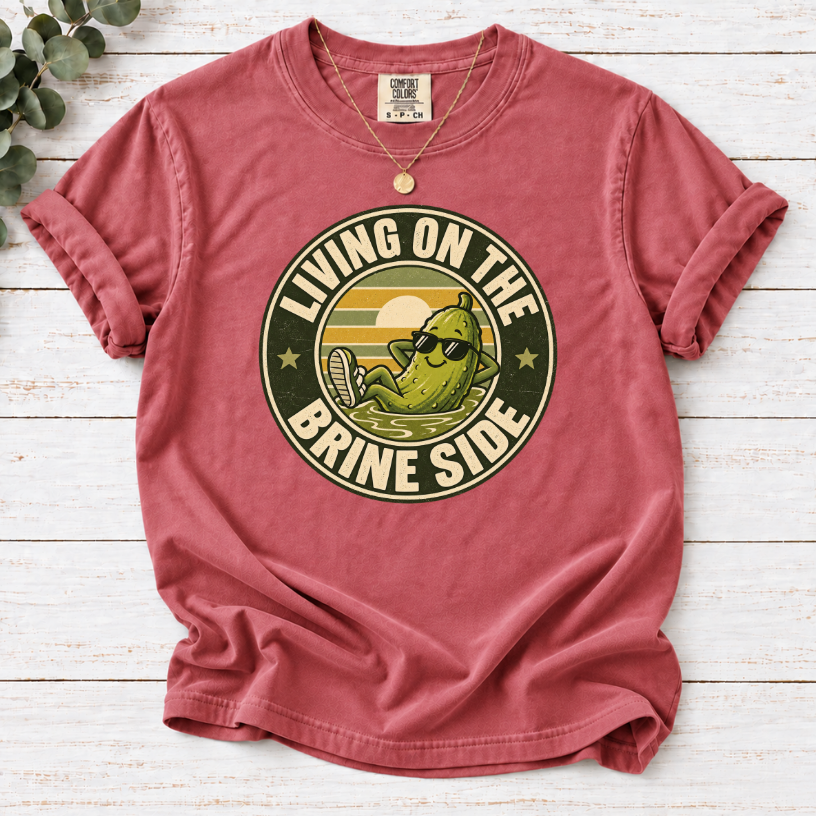 Living on the Brine Side T-Shirt — Retro Pickle Graphic Tee