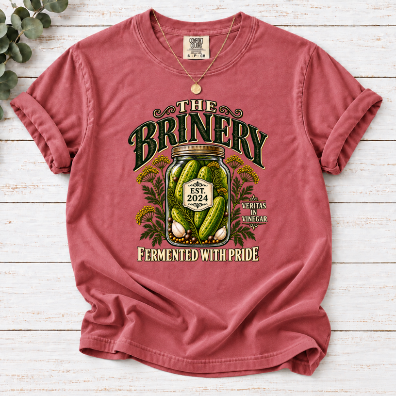 The Brinery – Fermented With Pride" Pickle Lover T-Shirt | Vintage Mason Jar Graphic Tee