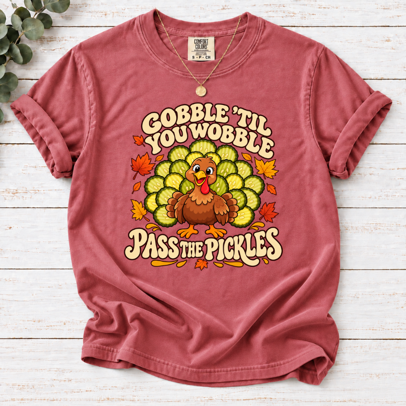 Gobble ‘Til You Wobble Shirt | Funny Pickle Thanksgiving Turkey Tee