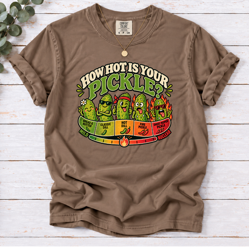 How Hot Is Your Pickle? Funny Spice Scale Graphic T-Shirt