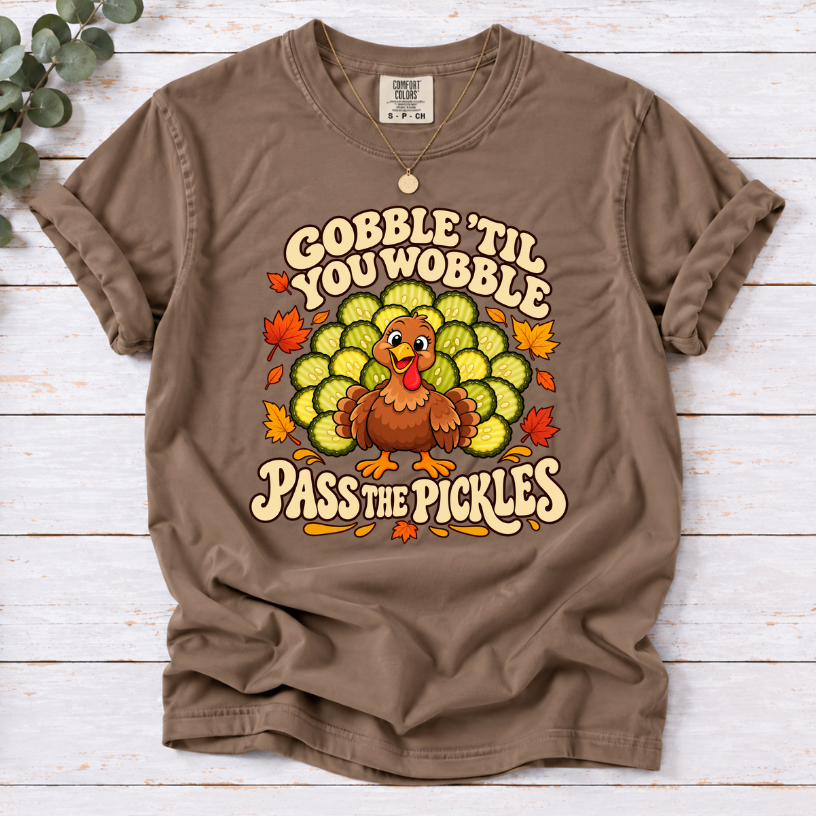 Gobble ‘Til You Wobble Shirt | Funny Pickle Thanksgiving Turkey Tee