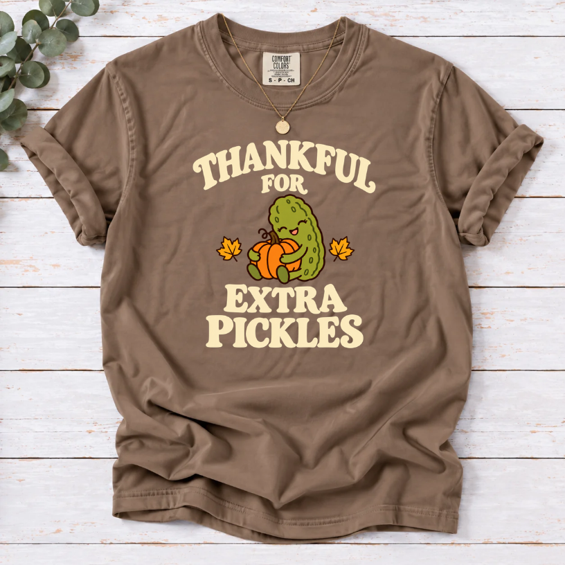 Thankful for Extra Pickles Shirt – Cute Fall Pickle Lover Tee