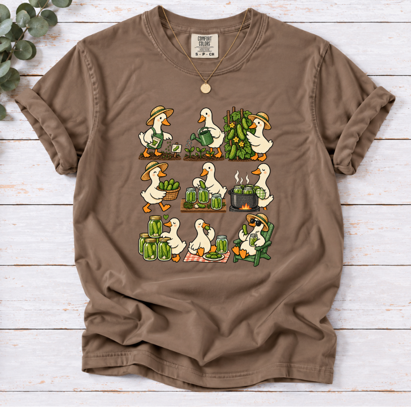 Duck's Pickle Farm Graphic T-Shirt | Farm to Jar Cottagecore Cucumber Tee
