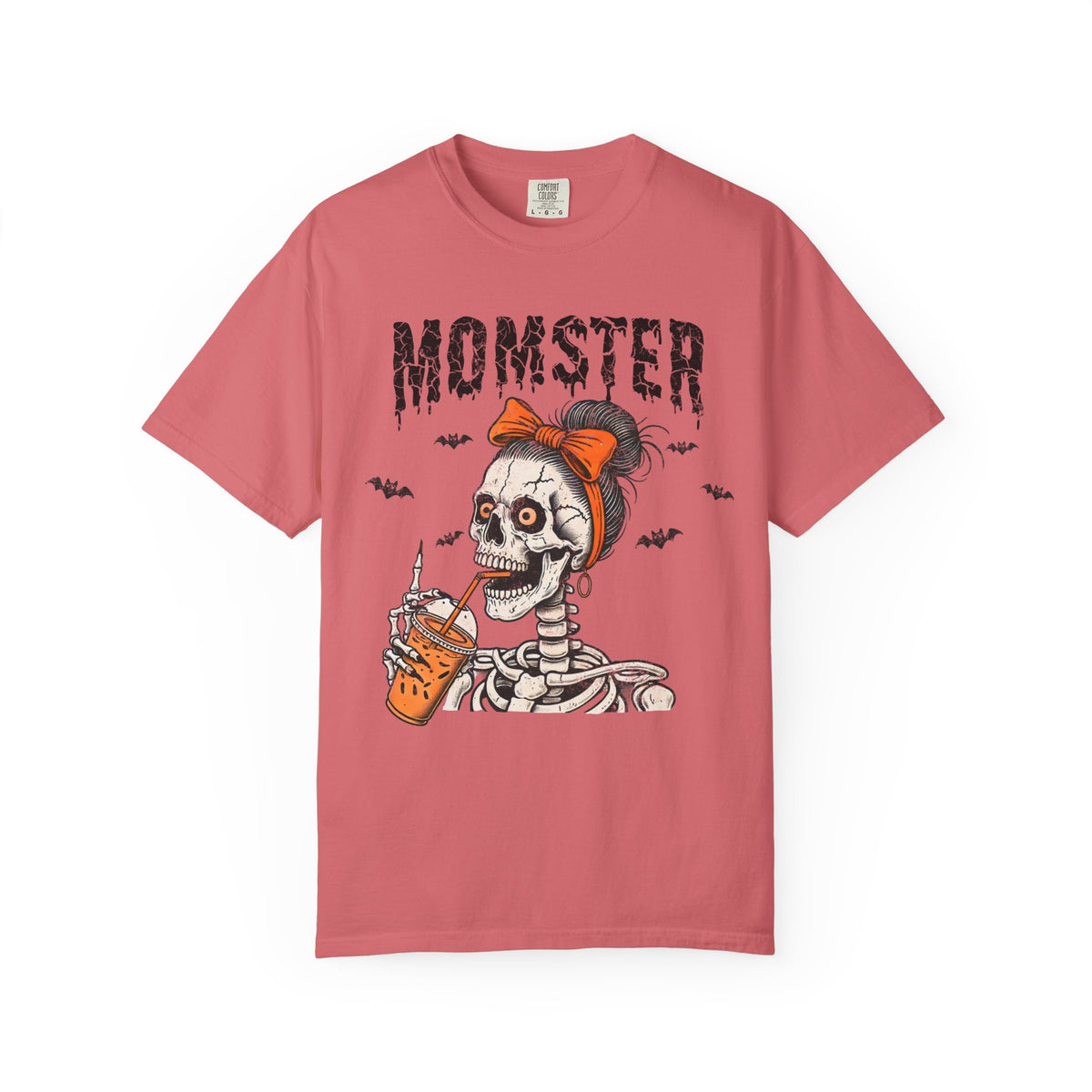 Momster Skeleton Halloween T-Shirt — Retro Skull Drinking Boba Graphic Mom Tee