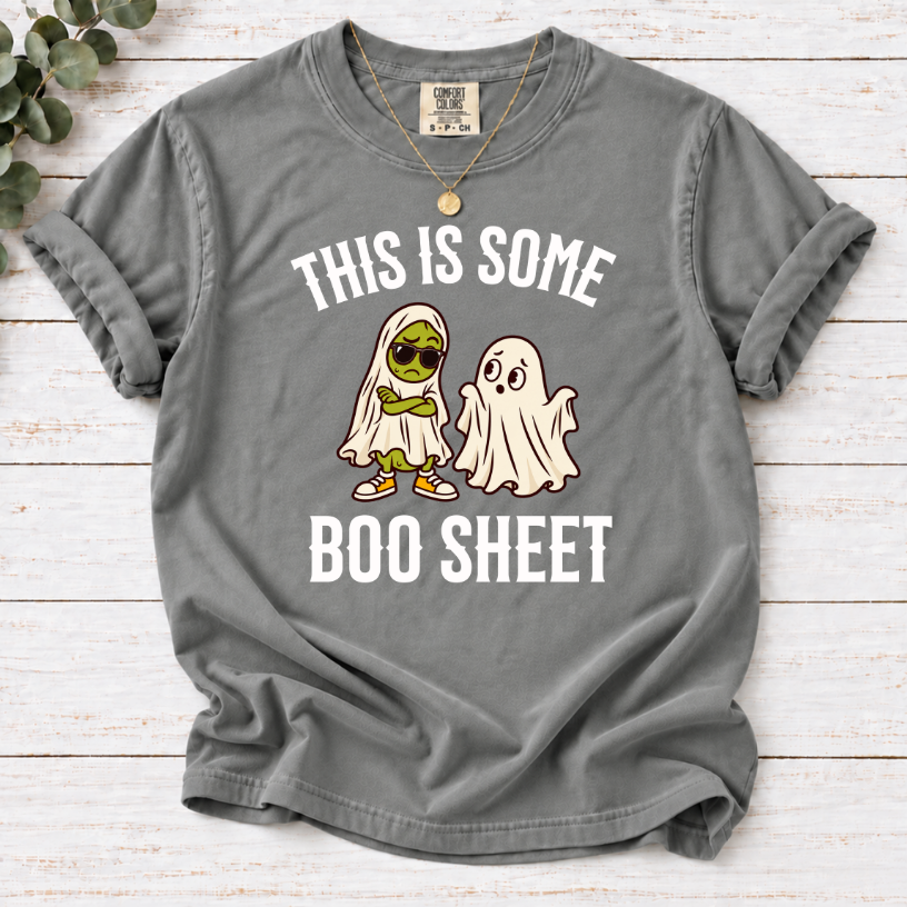 This Is Some Boo Sheet T-Shirt – Funny Halloween Pickle & Ghost