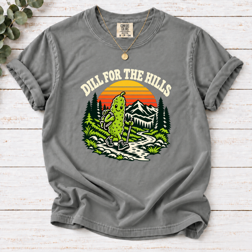 Dill for the Hills Pickle Hiking T-Shirt – Funny Outdoor Adventure Graphic Tee