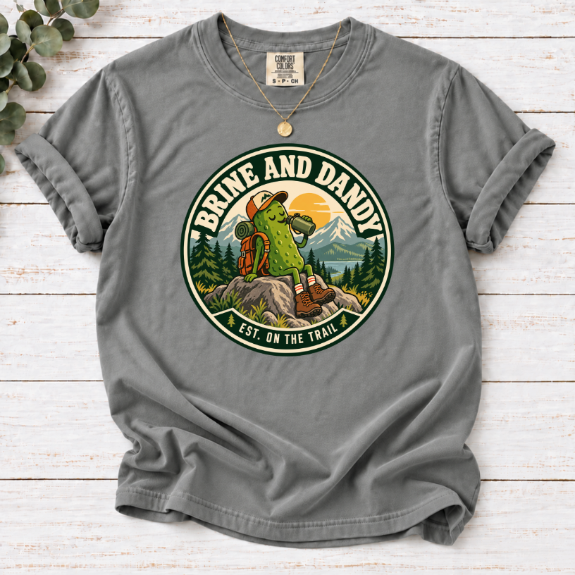 Brine and Dandy Pickle Hiking T-Shirt – Funny Outdoor Adventure Tee