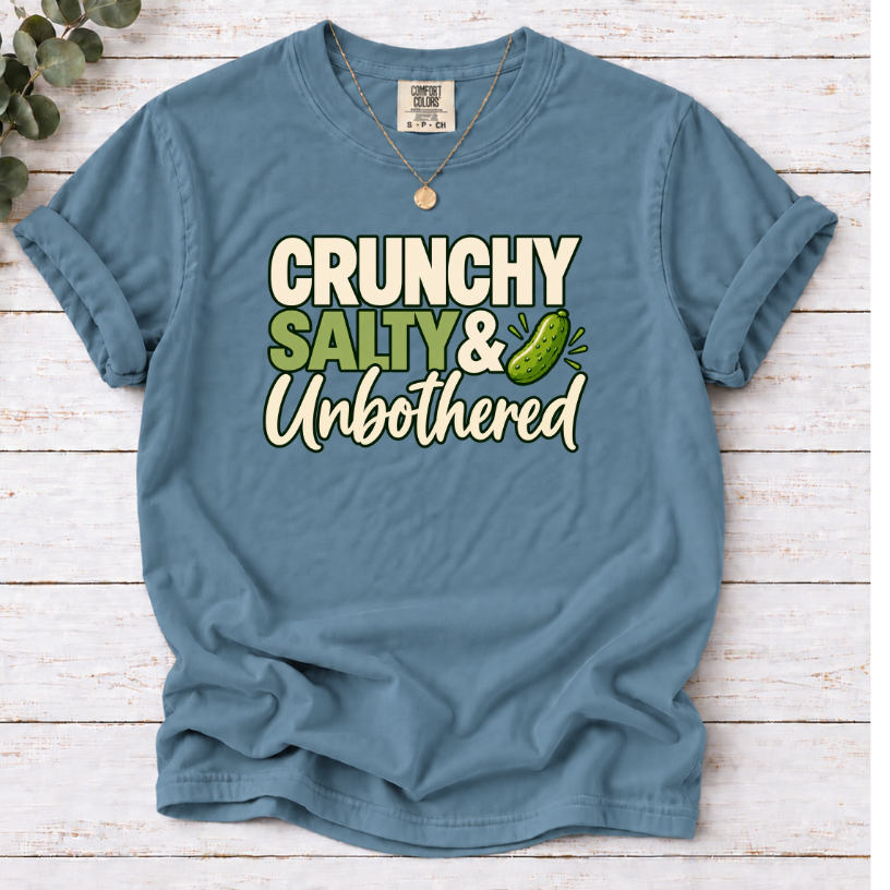 Crunchy Salty & Unbothered Pickle T-Shirt – Funny Pickle Lover Graphic Tee