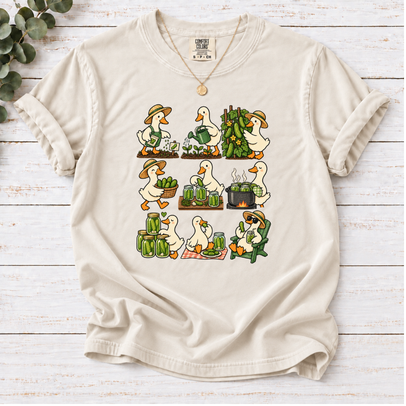 Duck's Pickle Farm Graphic T-Shirt | Farm to Jar Cottagecore Cucumber Tee