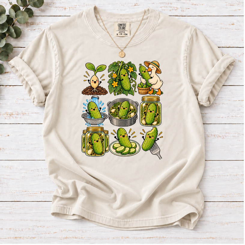 A Pickle's Journey Graphic T-Shirt | Day in the Life Farm-to-Jar Cottagecore Tee