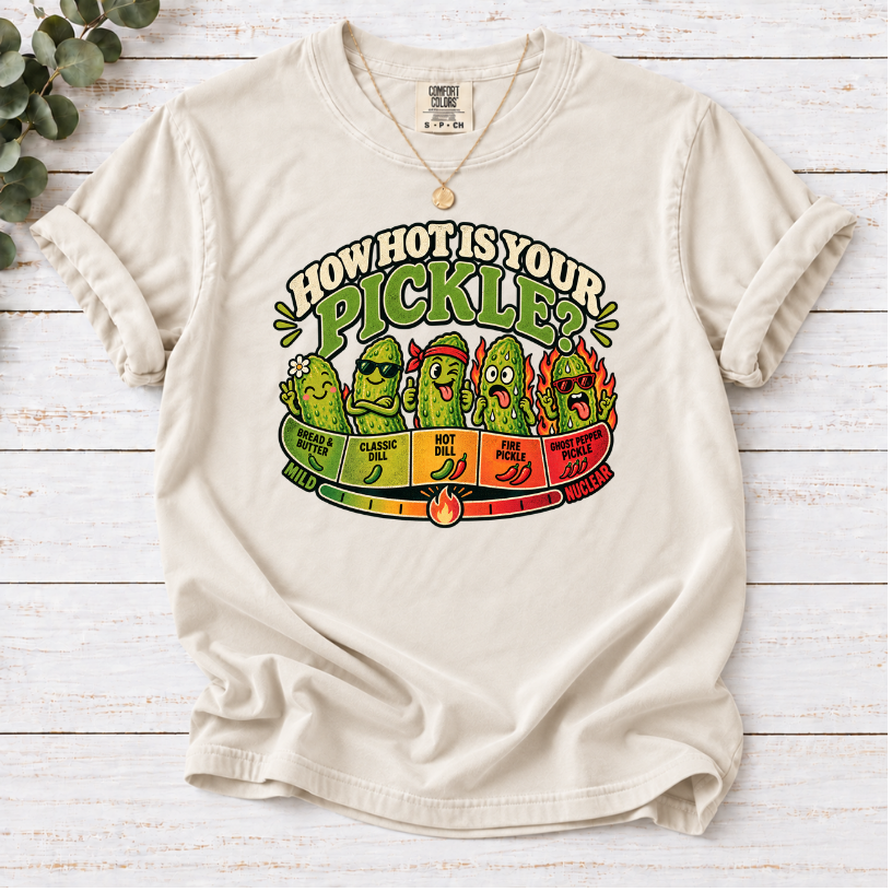 How Hot Is Your Pickle? Funny Spice Scale Graphic T-Shirt