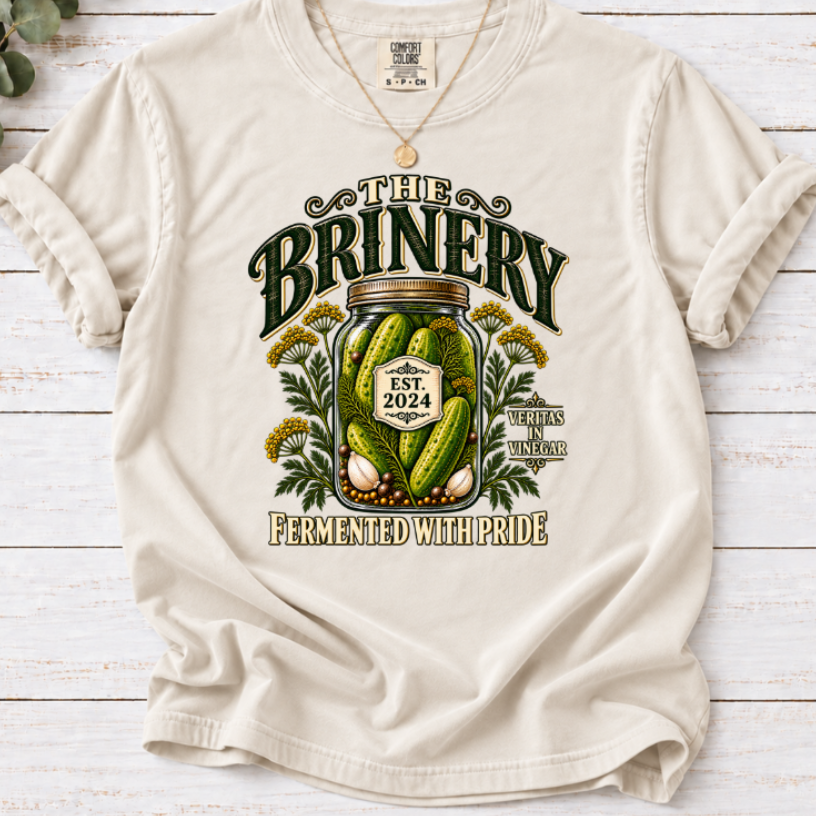 The Brinery – Fermented With Pride" Pickle Lover T-Shirt | Vintage Mason Jar Graphic Tee