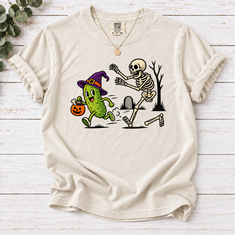 Halloween Pickle Shirt | Funny Skeleton Pickle T-Shirt