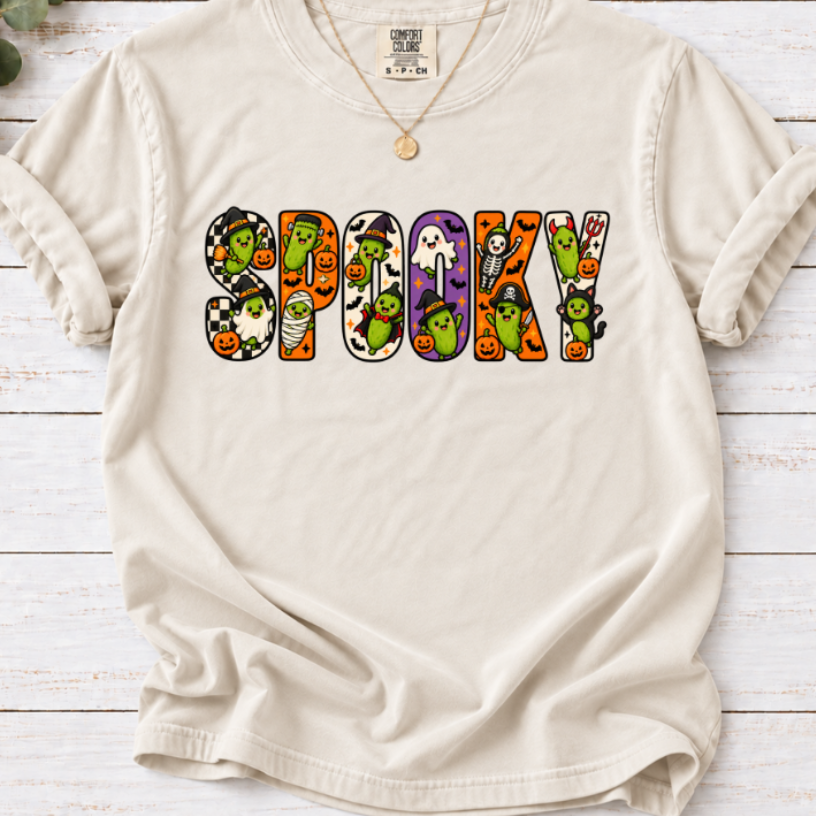 Spooky Season Pickle Shirt | Cute Witch Hat Pickle Halloween Tee