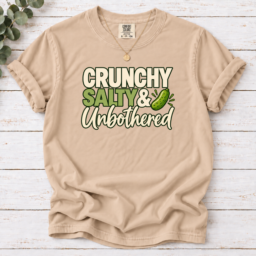 Crunchy Salty & Unbothered Pickle T-Shirt – Funny Pickle Lover Graphic Tee