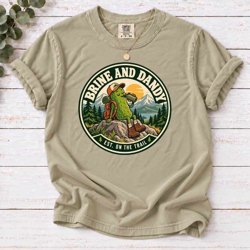 Brine and Dandy Pickle Hiking T-Shirt – Funny Outdoor Adventure Tee