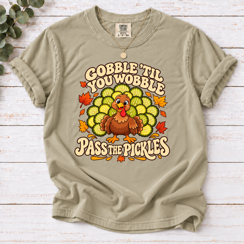 Gobble ‘Til You Wobble Shirt | Funny Pickle Thanksgiving Turkey Tee