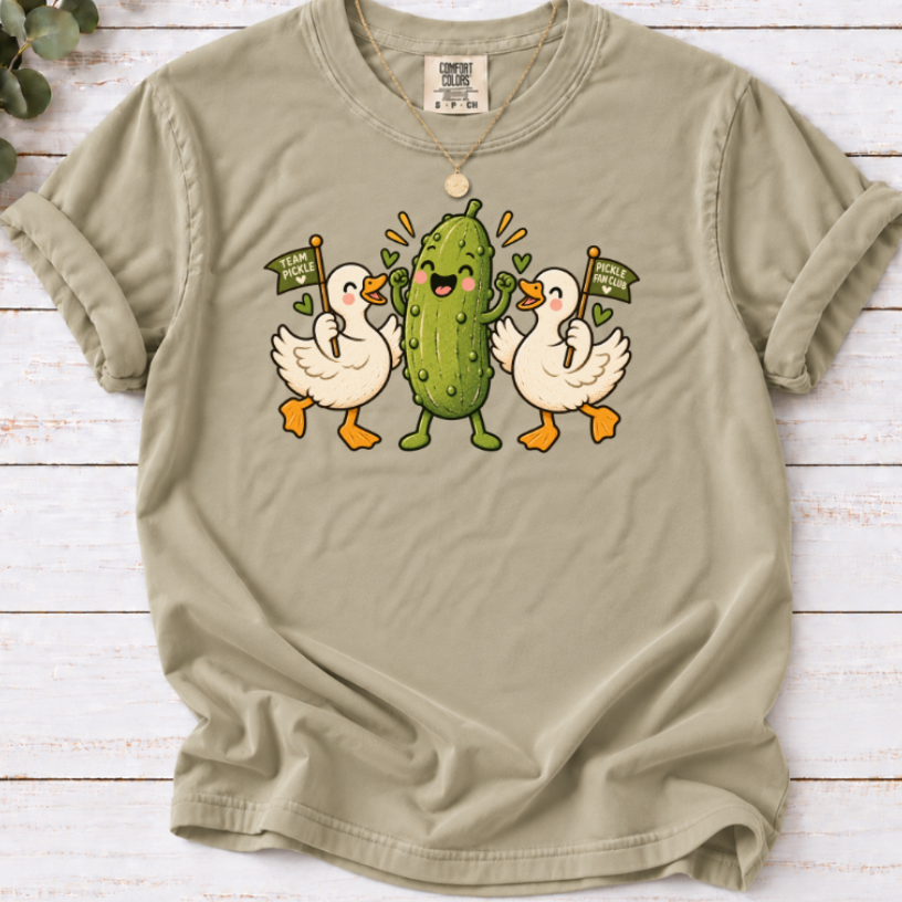 Team Pickle Graphic T-Shirt | Cute Pickle Mascot & Duck Fan Club Tee