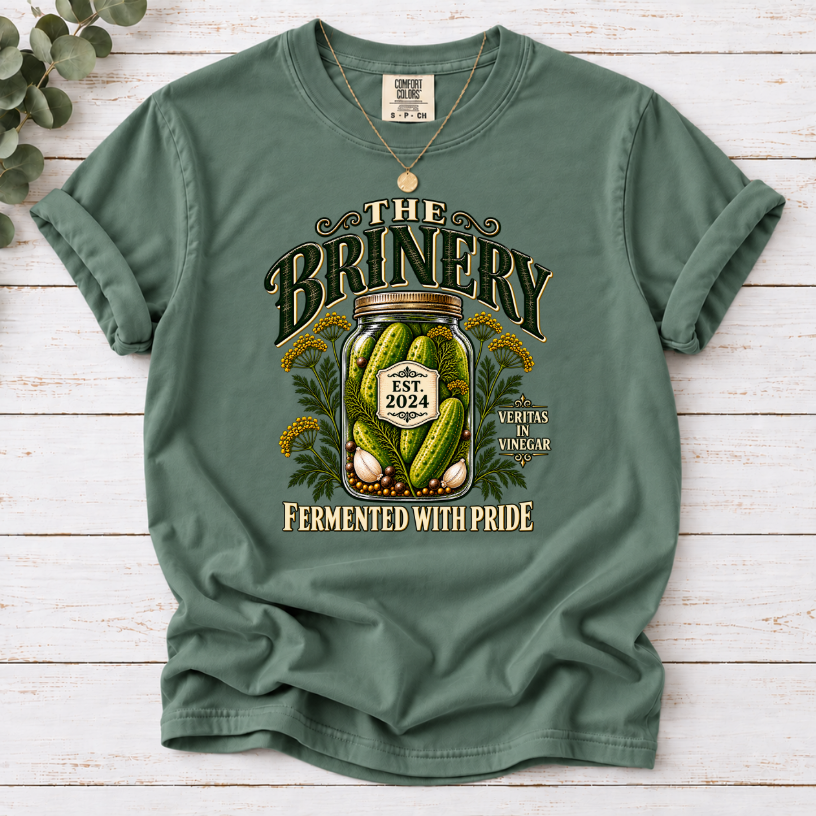 The Brinery – Fermented With Pride" Pickle Lover T-Shirt | Vintage Mason Jar Graphic Tee