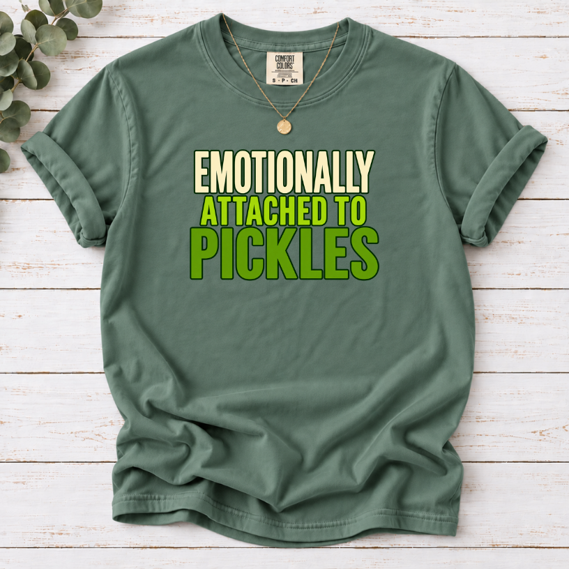 Emotionally Attached to Pickles T-Shirt – Funny Foodie Graphic Tee