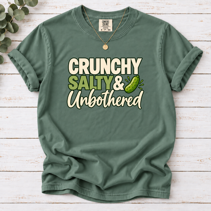 Crunchy Salty & Unbothered Pickle T-Shirt – Funny Pickle Lover Graphic Tee