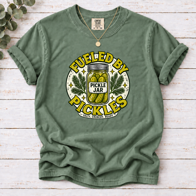 Fueled by Pickles T-Shirt – Vintage Funny Pickle Lover Tee