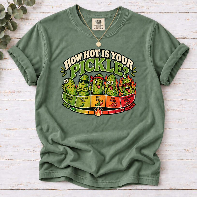 How Hot Is Your Pickle? Funny Spice Scale Graphic T-Shirt