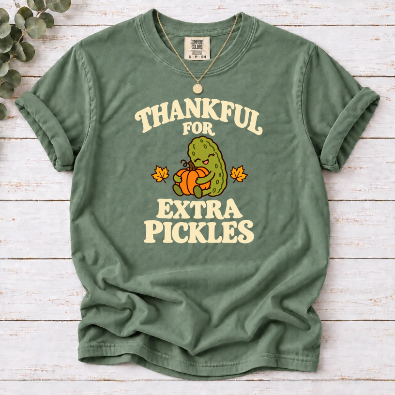 Thankful for Extra Pickles Shirt – Cute Fall Pickle Lover Tee