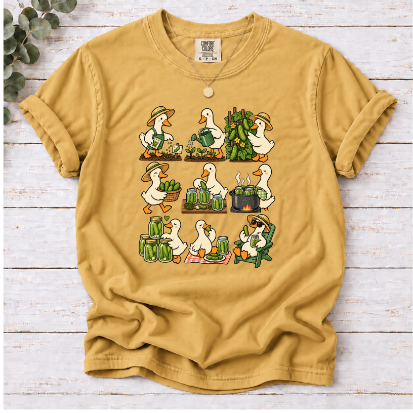Duck's Pickle Farm Graphic T-Shirt | Farm to Jar Cottagecore Cucumber Tee