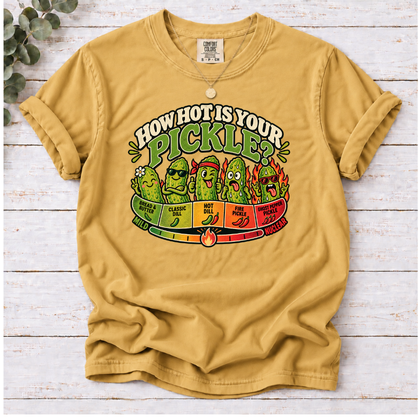 How Hot Is Your Pickle? Funny Spice Scale Graphic T-Shirt