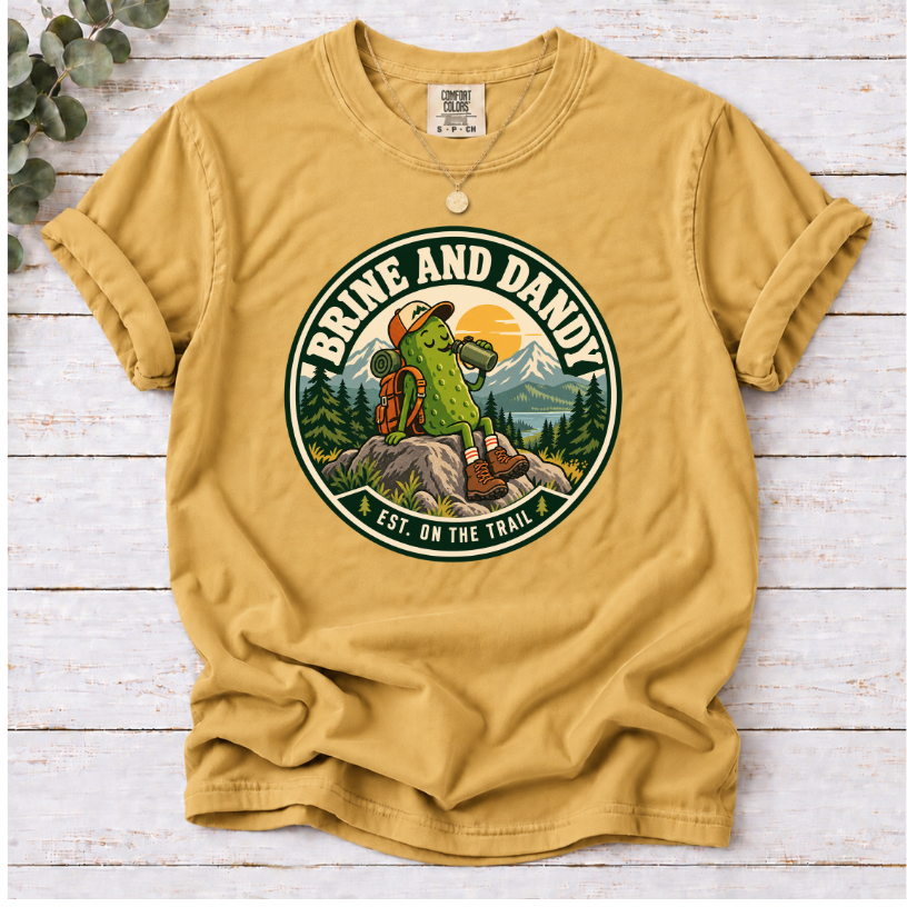 Brine and Dandy Pickle Hiking T-Shirt – Funny Outdoor Adventure Tee