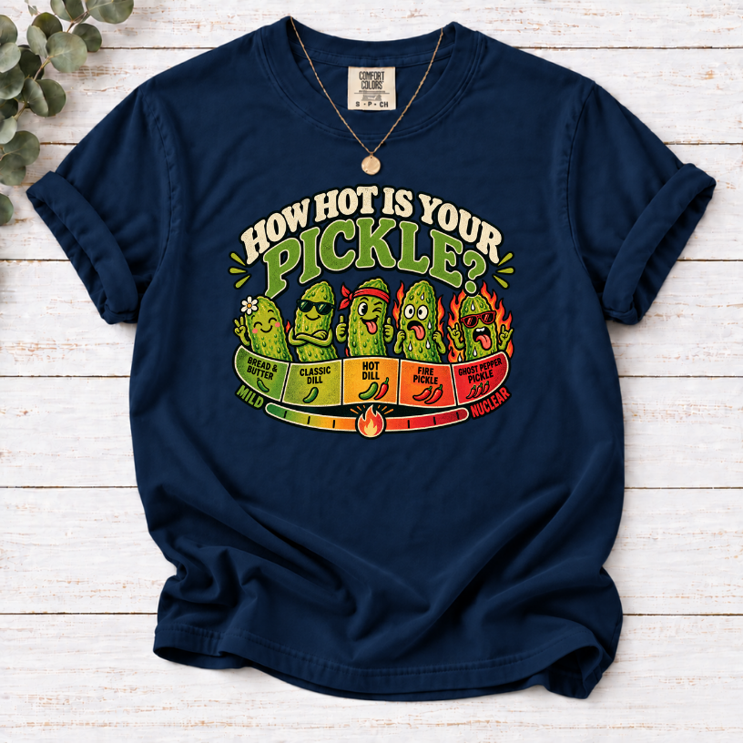 How Hot Is Your Pickle? Funny Spice Scale Graphic T-Shirt