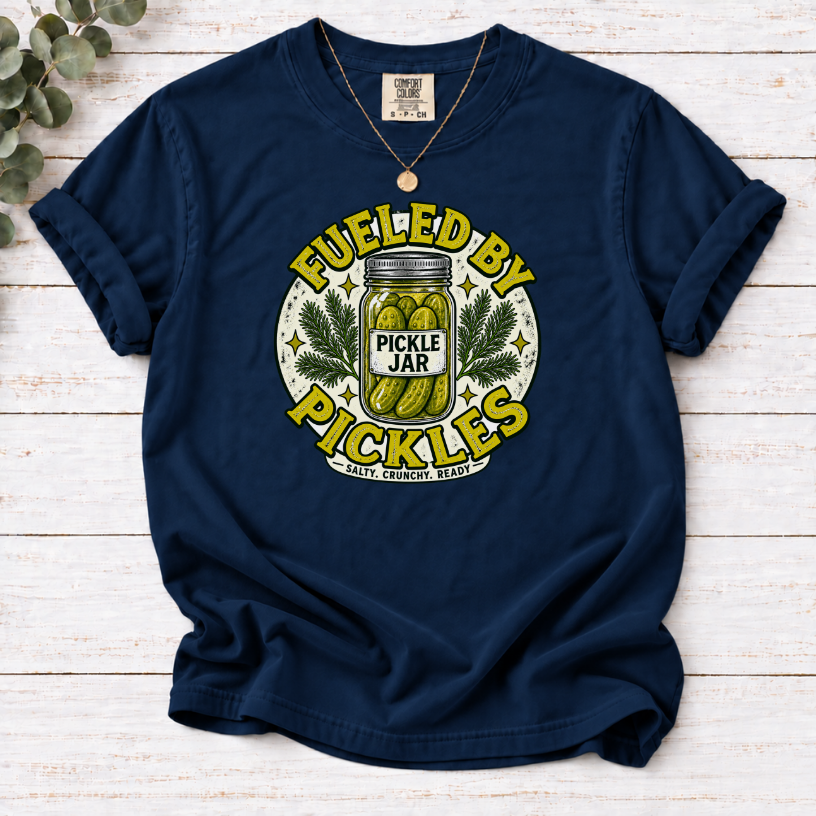 Fueled by Pickles T-Shirt – Vintage Funny Pickle Lover Tee