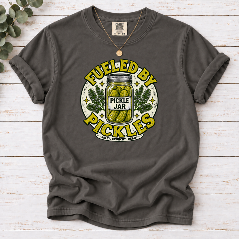 Fueled by Pickles T-Shirt – Vintage Funny Pickle Lover Tee