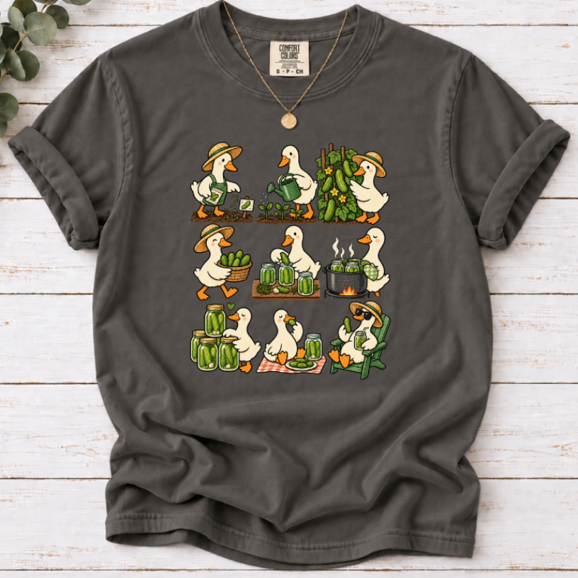 Duck's Pickle Farm Graphic T-Shirt | Farm to Jar Cottagecore Cucumber Tee