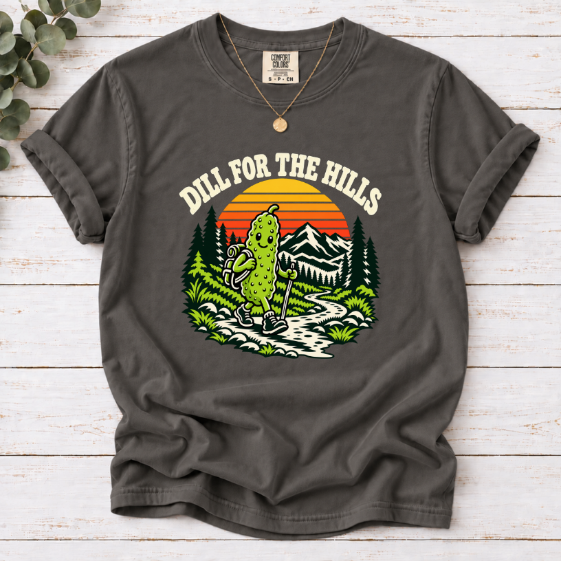 Dill for the Hills Pickle Hiking T-Shirt – Funny Outdoor Adventure Graphic Tee