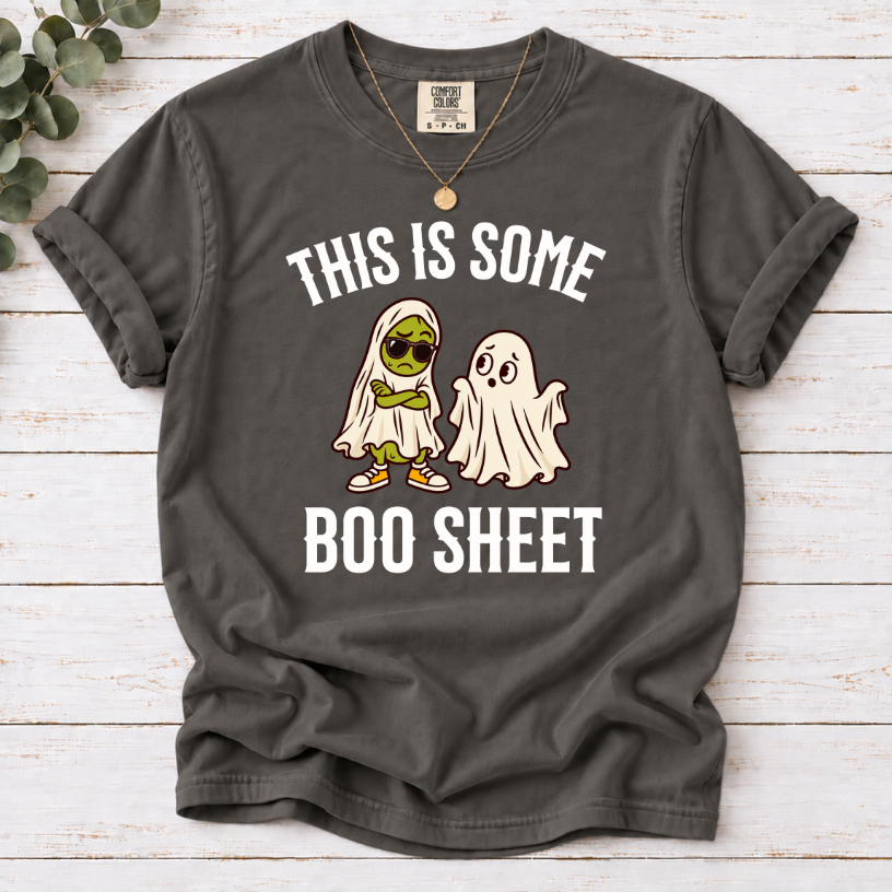 This Is Some Boo Sheet T-Shirt – Funny Halloween Pickle & Ghost