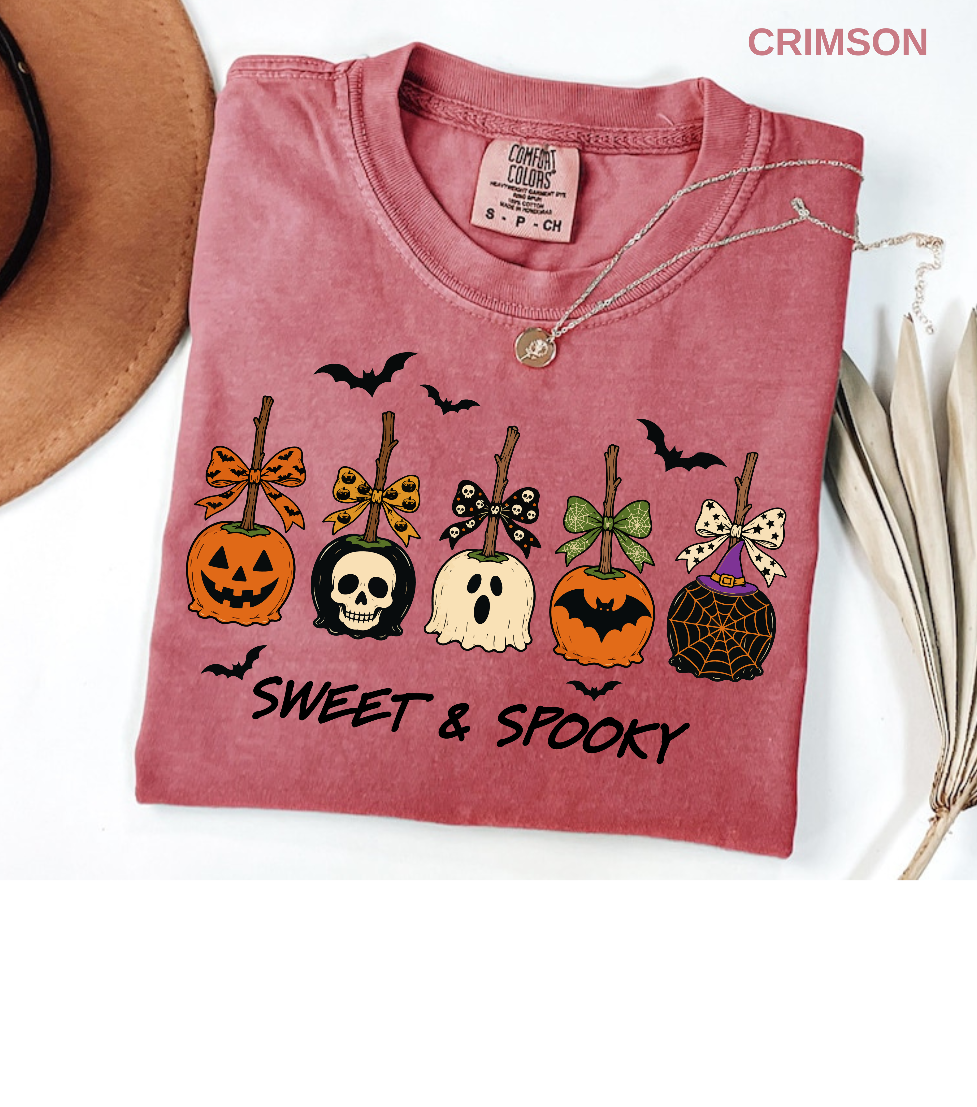 Halloween 'Sweet & Spooky' T-Shirt — Candy Apple & Pumpkin Halloween Tee