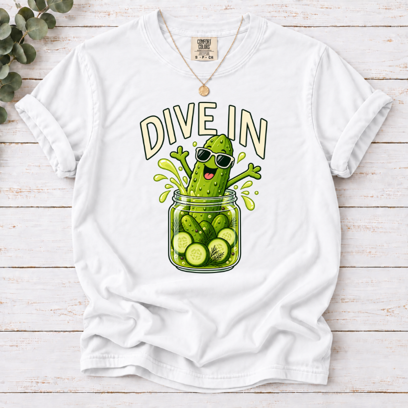 Dive In Pickle T-Shirt – Funny Pickle Lover Graphic Tee