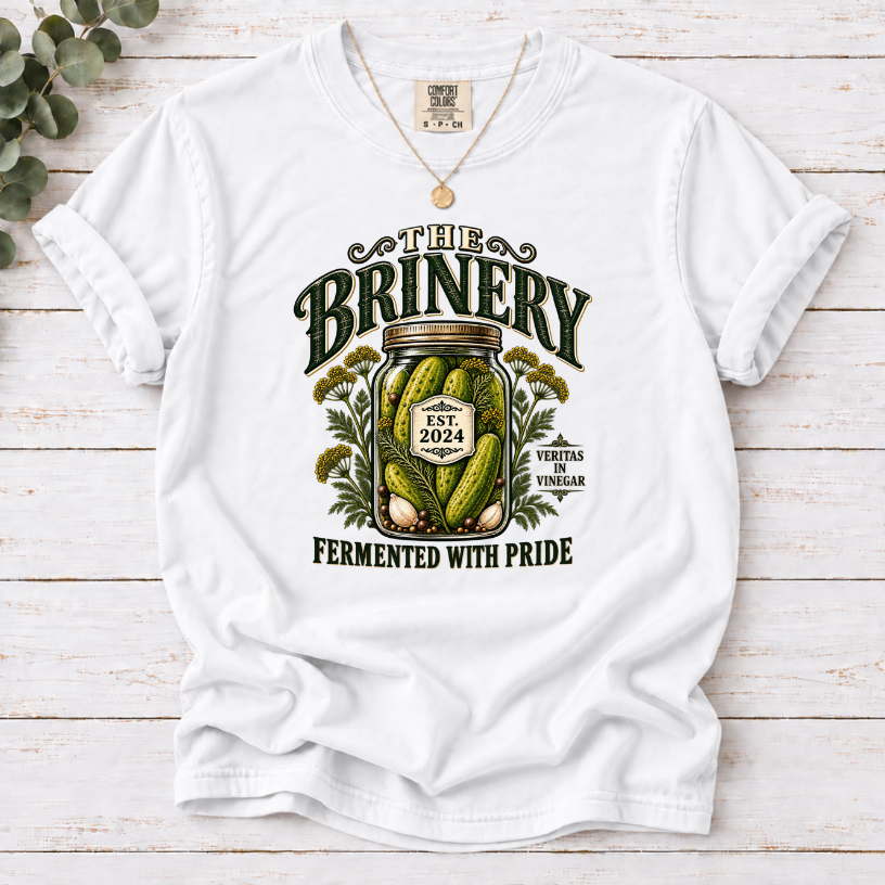 The Brinery – Fermented With Pride" Pickle Lover T-Shirt | Vintage Mason Jar Graphic Tee