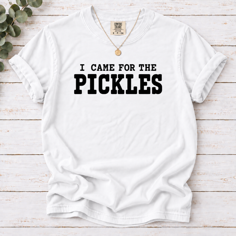 I Came For The Pickles graphic T-shirt in white 